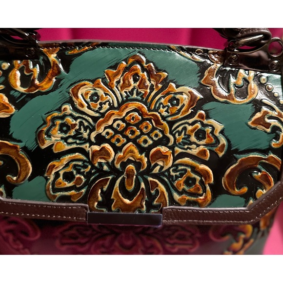 Unusual painted satchel Purse bag - Picture 2 of 7